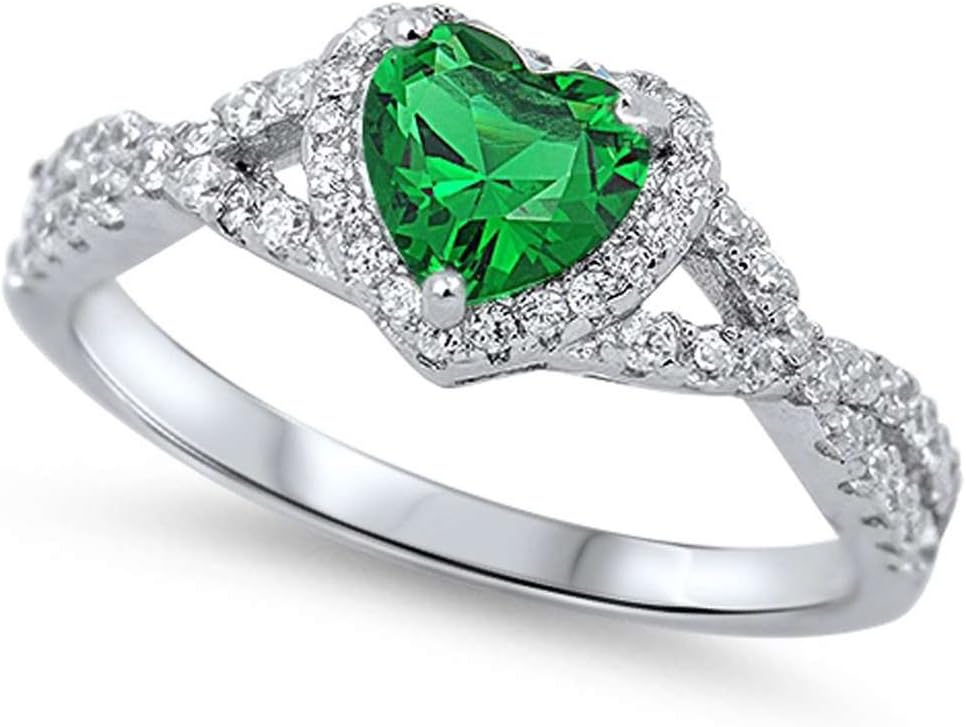 Oxford Diamond CoSterling Silver Heart Halo Cubic Zirconia Promise Ring