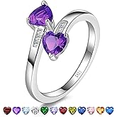 Yaresul 1CT Adjustable Women Heart Ring 925 Sterling Silver Birthstone Rings for Women Promise Ring for her Simulated Gemstone Statement Stackable Band Width 2mm Open Size 5~9