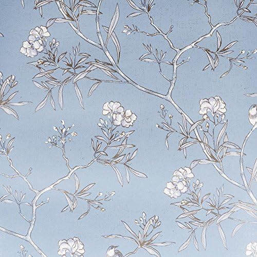 Nice Houzz Leaves Trees Wallpapers Art Branch Birds Neo-Chinese Style Blue Removable for Living Room, Headboard NO:34975