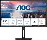 AOC 27V5CE 27" FHD 75Hz IPS 1ms USB-C Docking Monitor 65W Power Hub Speakers
