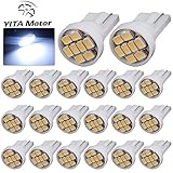 YITAMOTOR 20 PCS T10 Wedge 8-SMD Cool White Interior Reading Dome Map Cargo Trunk Door Doorstep Courtesy Instrument Panel License Dashboard Lamp LED Light bulbs W5W 2825 158 192 168 194