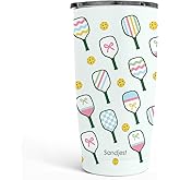 SANDJEST Pickleball Tumbler 20oz, Stainless Steel Travel Cup with Lid, Insulated Coffee Mug, Pickleballs Gifts for Women Girls Friends Sisters Players on Birthday Christmas
