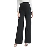 CFRTMTBB Maternity Pants for Work Wide Leg Over Belly Pregnancy Casual Stretchy Trousers Dress Business Pants with Pockets