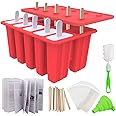 Homemade Popsicle Molds Shapes, Silicone Frozen Ice Popsicle Maker-BPA Free, with 50 Sticks, 50 Bags, 10 Reusable Sticks, Fun