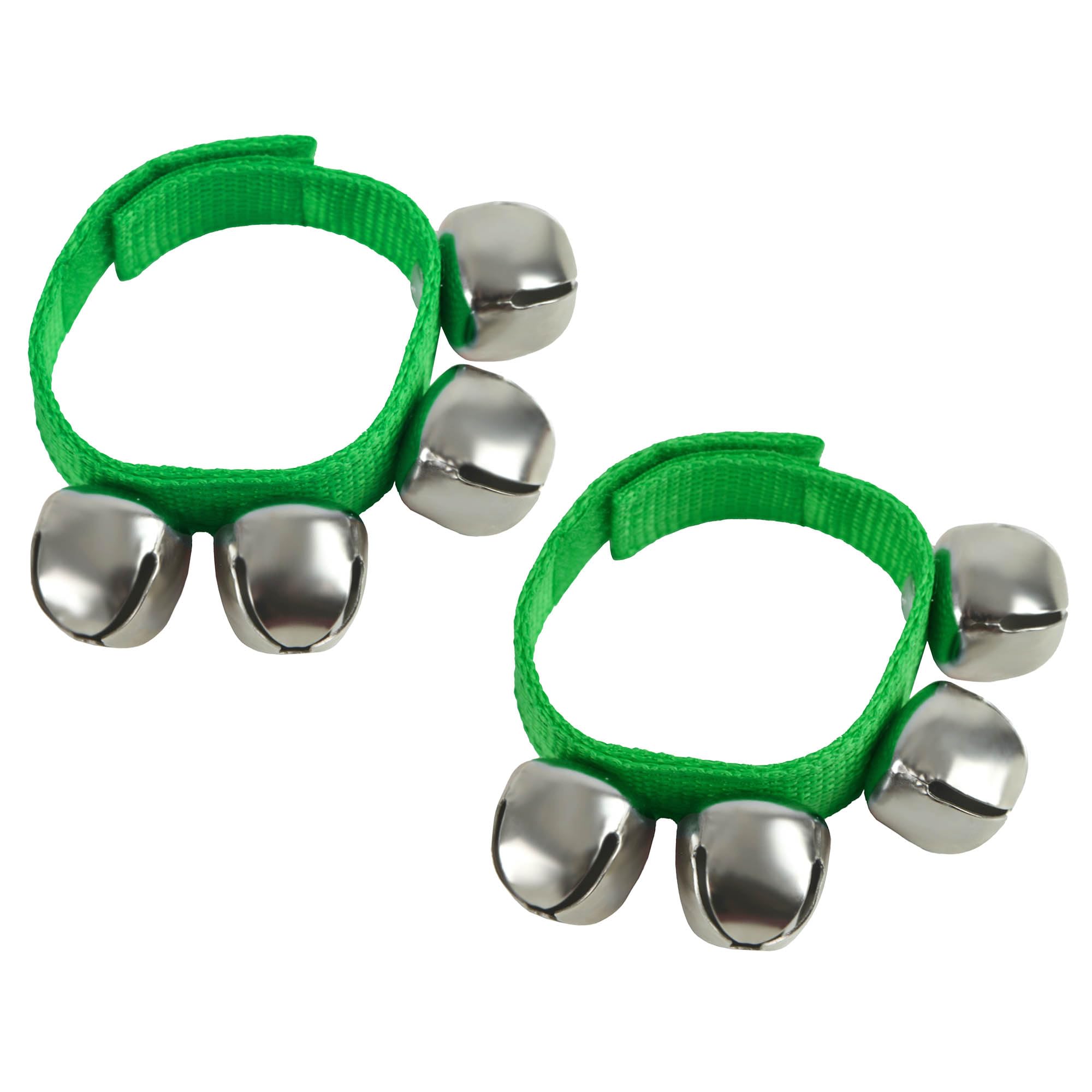 A-Star Wrist Jingle Sleigh Bells with Nylon Strap - Pair - Green