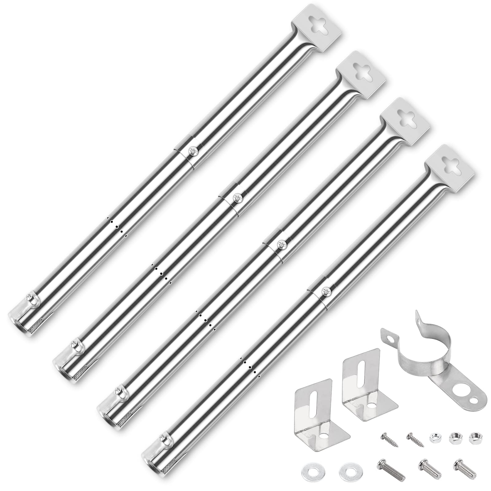 GFTIME 31 to 44CM Universal Burner for Charbroil, Outback, CosmoGrill, Blooma Ultar, Berkley, Uniflame, Fire Mountain, Broil King,Jamie Olivier,Stainless Steel adjustable Burner Spare Parts 4 Pack