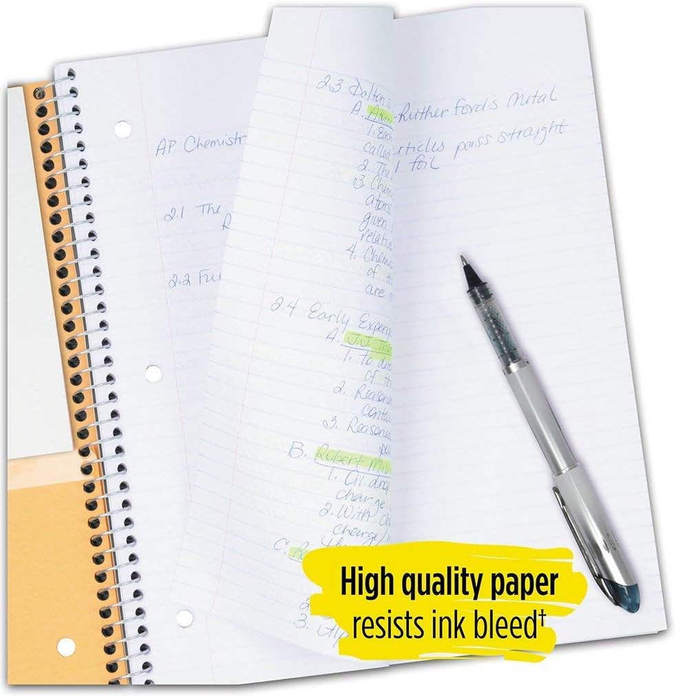 Five Star Spiral Notebooks, 3 Subject, College Ruled Paper, 150 Sheets, 11" x 8-1/2", Gray, Lime, Teal, 3 Pack (73481) : Office Products