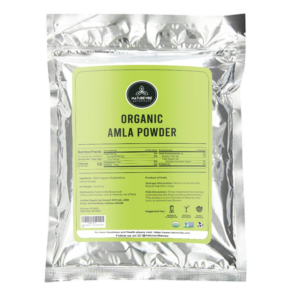 Naturevibe Botanicals Organic Amla Berry Powder 2 Ounces | Gluten-Free, Raw & Non-GMO | Hair Care | Great Source of Vitamin C