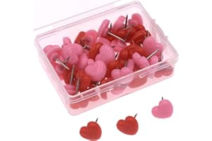 QTTLLI 50Pcs Love Heart Push Pins Message Boards Signs Tacks Map Indicator Location Pins