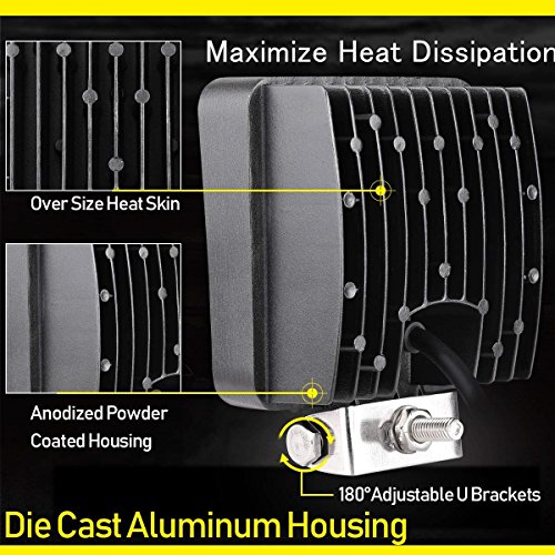 LED Pods, Swatow Industries 2PCS 4Inch Spot Flood Combo Diffused Square LED Work Lights Off Road LED Cubes LED Driving Lights for Truck 4x4 Tractor Heavy Duty UTV ATV Boat - 2 Yr Warranty