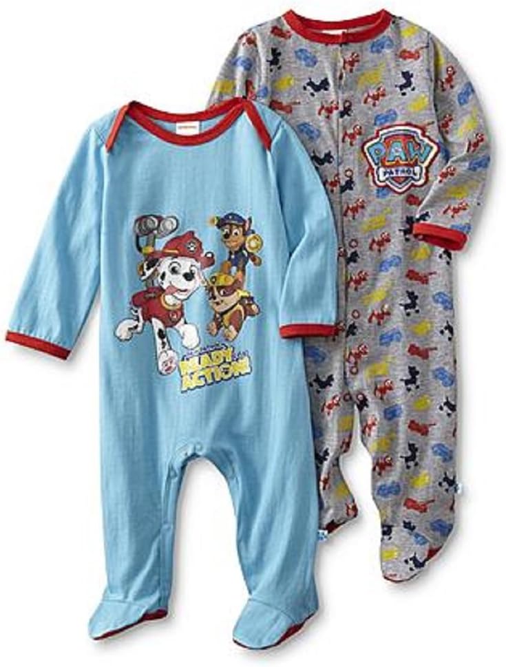 Paw Patrol Baby Toddler 2 Pack Footed Blanket Sleeper Pajamas 0-6m Blue/Grey