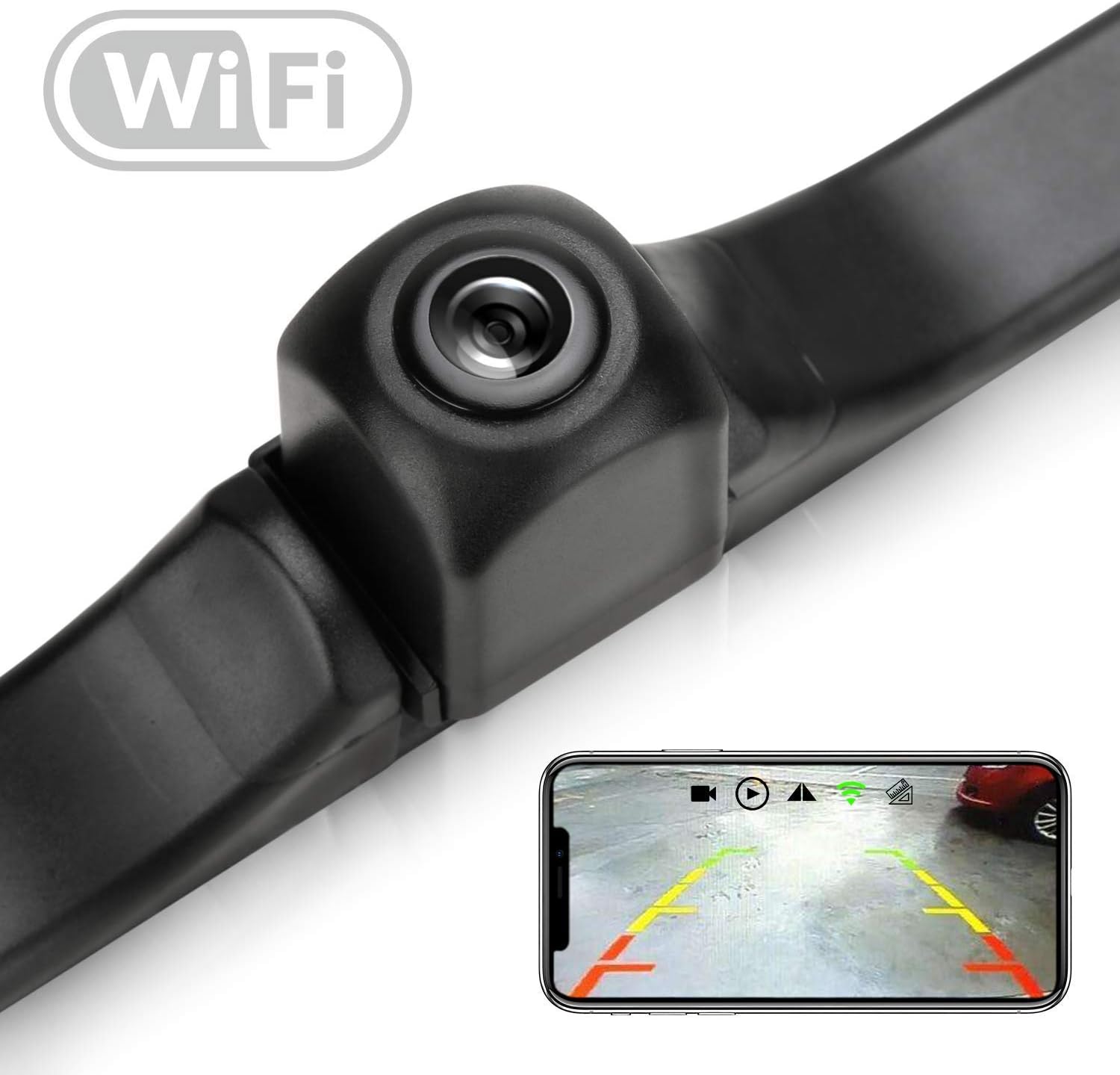 WiFi License Plate Backup Camera, 720P Car Rear View Reverse Camera Work with Most Smart Devices