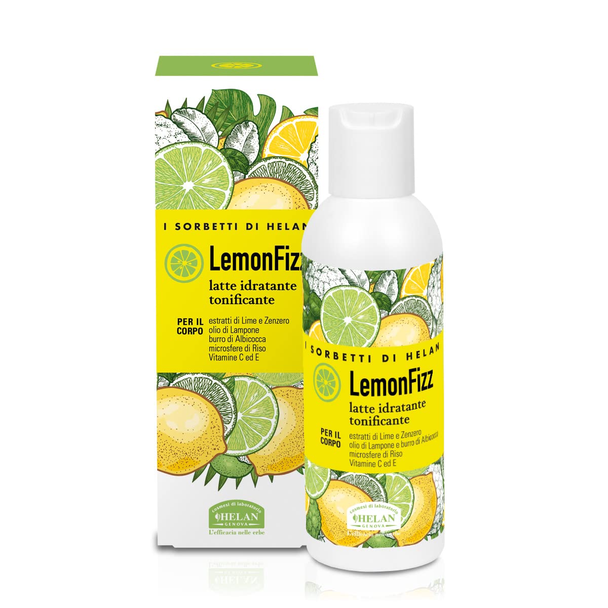 Helan I Sorbetti LemonFizz - Moisturising, Scented Body Cream with Vitamin C & E, Lime & Ginger Extracts - Gentle Moisturiser & Body Milk with Firming, Nourishing & Silky Effect - Made in Italy, 150ml
