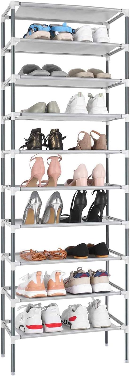 amazon shoe racks for closets on Amazon Com Hosmat 10 Tier Shoe Rack Free Standing Non Woven Fabric 30 Pair Shoe Tower Organizer Cabinet For Indoor Bedroom Or Living Room 10 Tier Grey Home Improvement