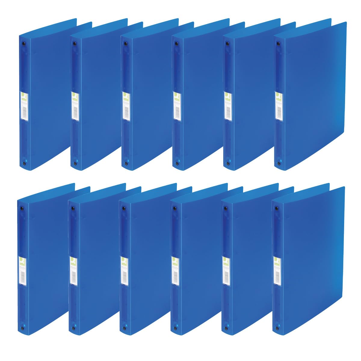 Q-Connect KF02905 Ring Binder/Pack of 12 / A4 4-Ring 25 mm/Colour: Blue Transparent/Made of Strong Translucent PP Film / 31 mm Spine/Ring Binder Plastic/Ring Binder Slim Thin Folder