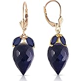Galaxy Gold GG 14k Yellow Gold Earrings with Dangling Briolette Drop Sapphires