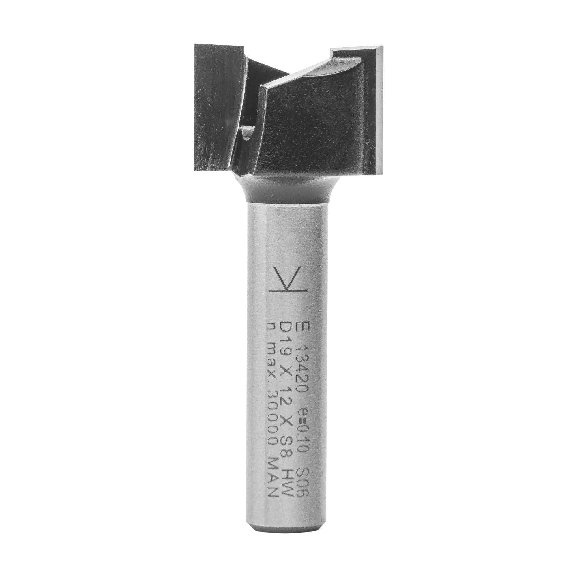 ENT 13420 Hinge Mortising Cutter TC Shank (S) 8 mm, Diameter (D) 19 mm, NL 12 mm, SL 32 mm, GL 44 mm