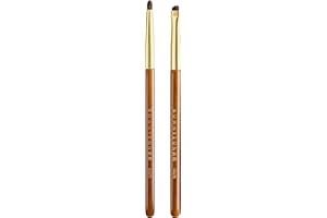 ROWNYEON Desert Oak Series Aegyo-Sal Brush Duo - Under-Eye Highlight & Contour Set with Pony Hair, Bubinga Handle (CM175 + CM176)