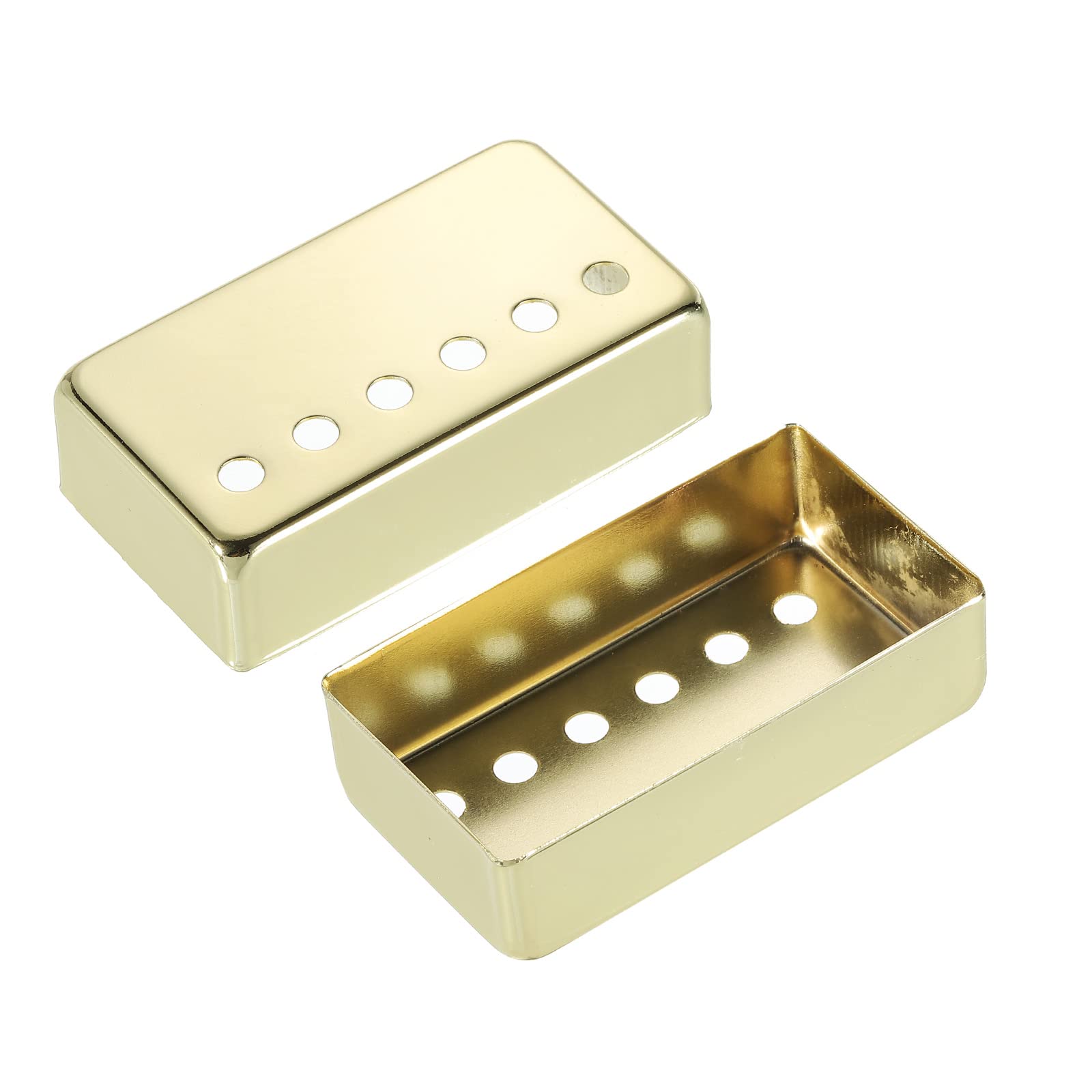 PATIKIL Guitar Pickup Cover 50/52mm Pole Spacing Double Coil Brass Pickup Frame for Electric Guitar Golden 2 Pack
