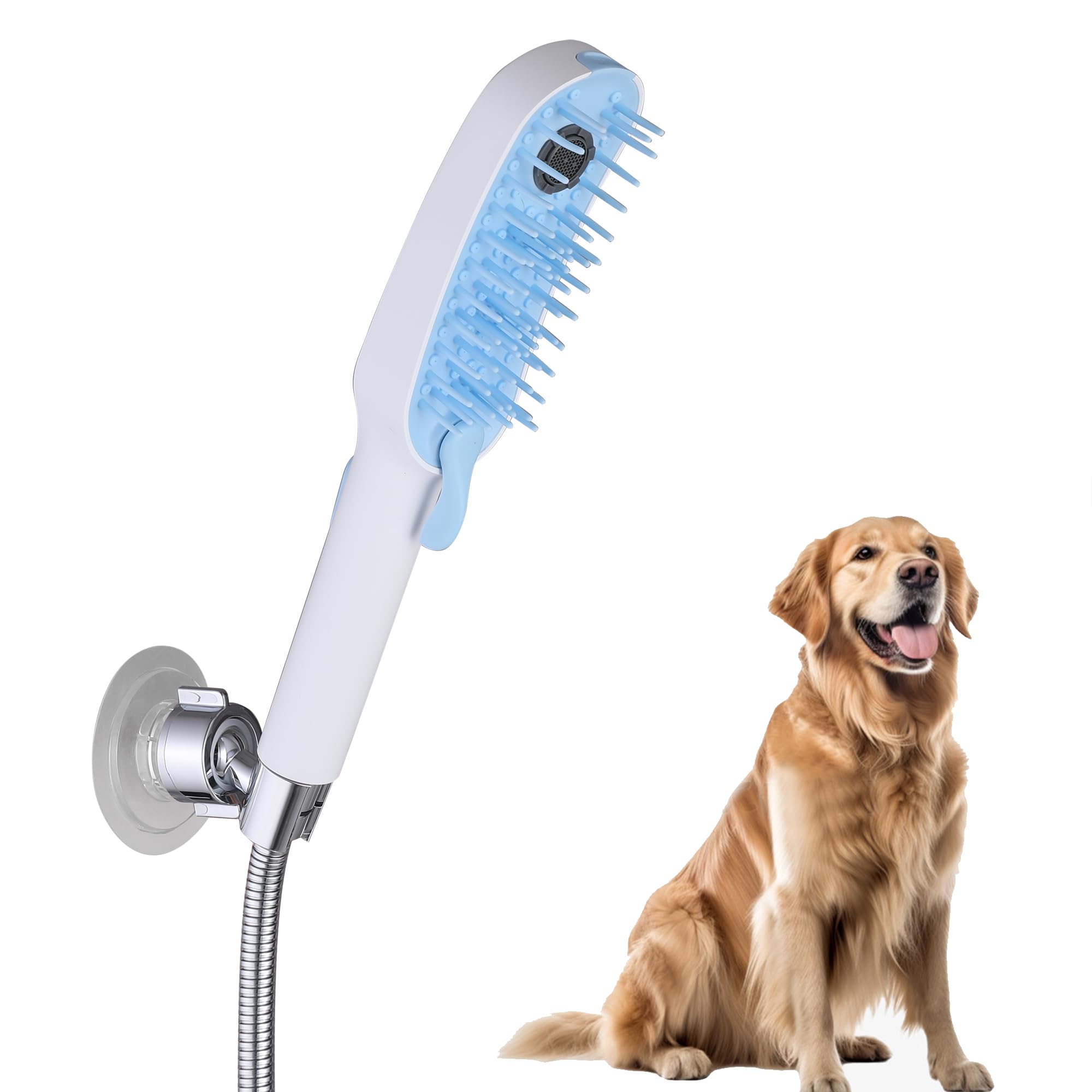 Photo 1 of KIRLYSTONE Dog Shower Attachment, Dog Shower Washing Wand with 4 Spray Settings, Pet Shower Kit with 8ft Flexible Hose, Holder and Diverter for Indoor & Outdoor