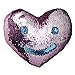 Heart Shape Sequin Pillow with Insert Mermaid Reversible Color Change Throw Shiny Two Color Flip Cushion Magic Write On Girls Gift Bolster for Sofa Couch Bedroom Car 14