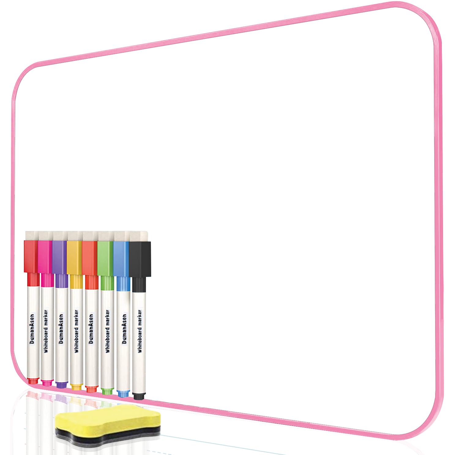 Dry Erase Whiteboard, DumanAsen Double Sided White Board with Dry Erase Pens and Eraser for School, Home, Office, Remote Learning (Pink, 42cm*30cm) - 16inch x 12inch
