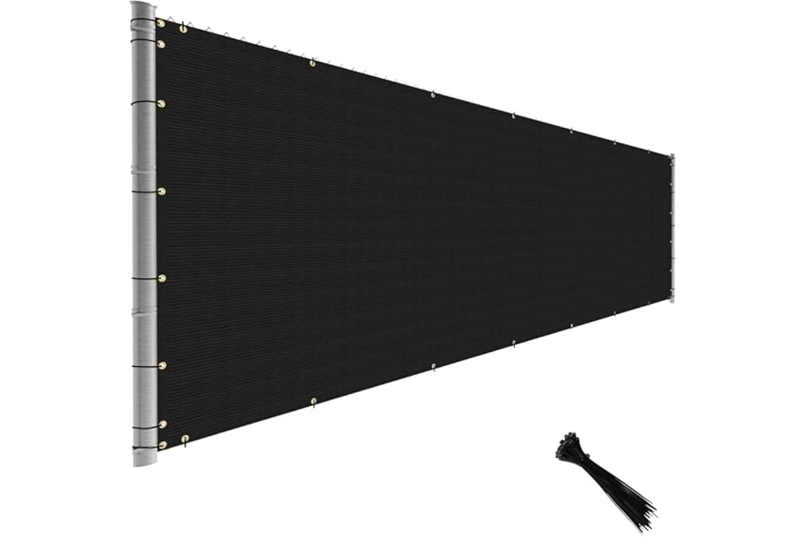 TANG Fence Privacy Screen Black 4 Feet x 20 Feet Outdoor Shade Cloth with Grommets, 150 GSM Temporary Fence Cover with Zipties Mesh Netting Fences Blockage for Backyard Garden Patio Chain Link
