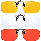 VIEWBETTER 3PCS Clip On Blue Light Blocking Glasses for Eyes Strain/Light-Sensitive Flip Up Computer Gaming Glasses BL1007