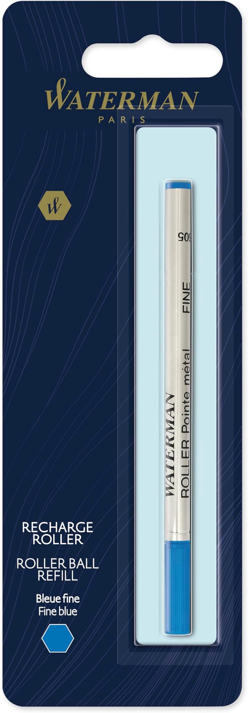 Waterman Rollerball Pen Refill Fine Point Blue Ink 1 Count