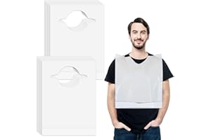 NONLEY 50/200 Pack Adult Bibs for Men, Disposable Bibs for Adult Waterproof & Oil-Proof, 22" Plastic Bib for Elderly Women Eating