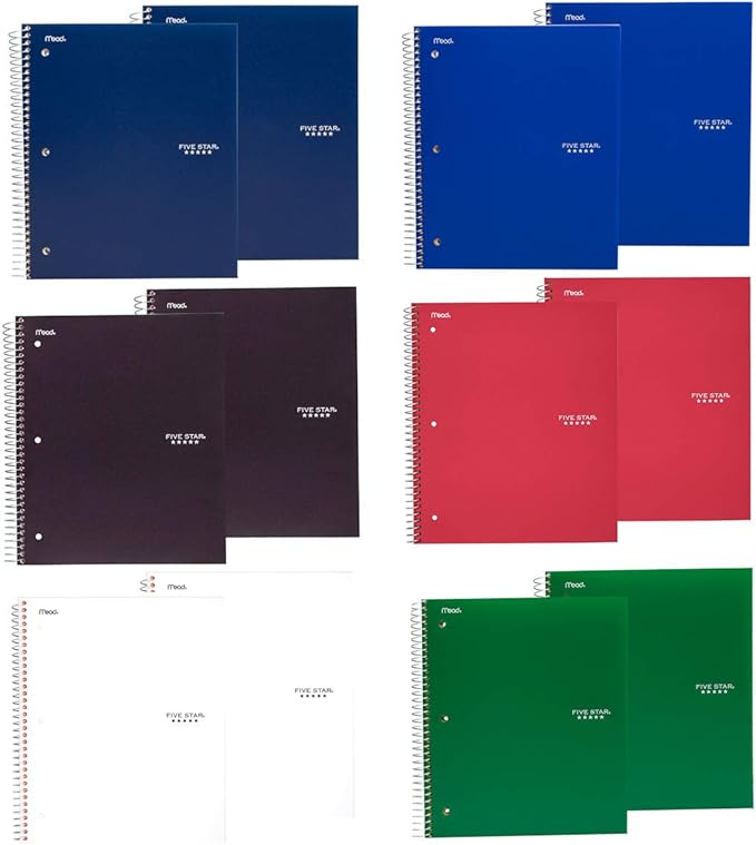 Mead (12 pack) Five Star 1Subject 8.5x11” Spiral Notebooks
