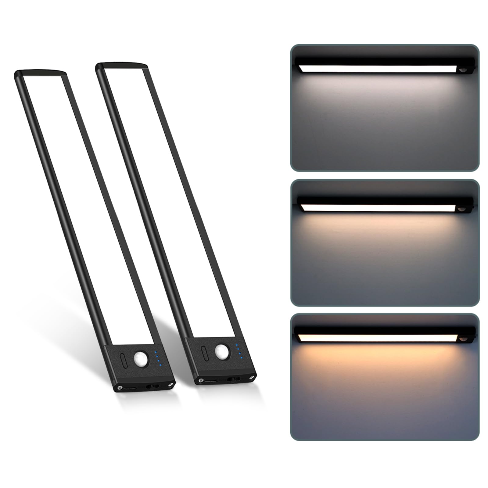 Photo 1 of 68 LED Motion Sensor Under Cabinet Lights indoor, 3 Color Temps Dimmable Closet Light, Rechargeable Wireless Magnetic Strip Night Lights for Hallway, Stairway, Drawers, Wardrobe(2 Pack, 10 inch)