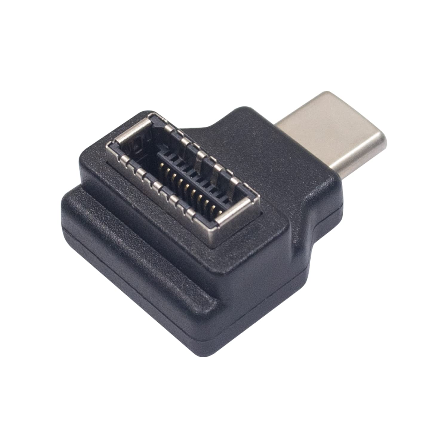 Duttek USB C to Type E Adapter, USB Front Panel Adapter, 90 Degree USB 3.1 Type C Male to Type E Female High Speed 10Gbps Front Panel Motherboard Internal Adapter