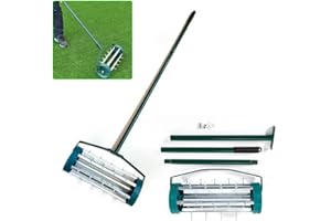 DMSIDN 17 Inch Rolling Lawn Aerator, Heavy Duty Garden Yard Aerator Tool, Manual Spike Garden Tool for Compacted Soil & Lawn Care