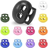LongSLong 12 Pack Plastic Spring Cord Lock Toggle Stopper for Drawstring, Paracord Cord Stop Elastic Shoelace Lock Shoe Lace No Tie Fastener Slider Clip Double Hole Assorted Color