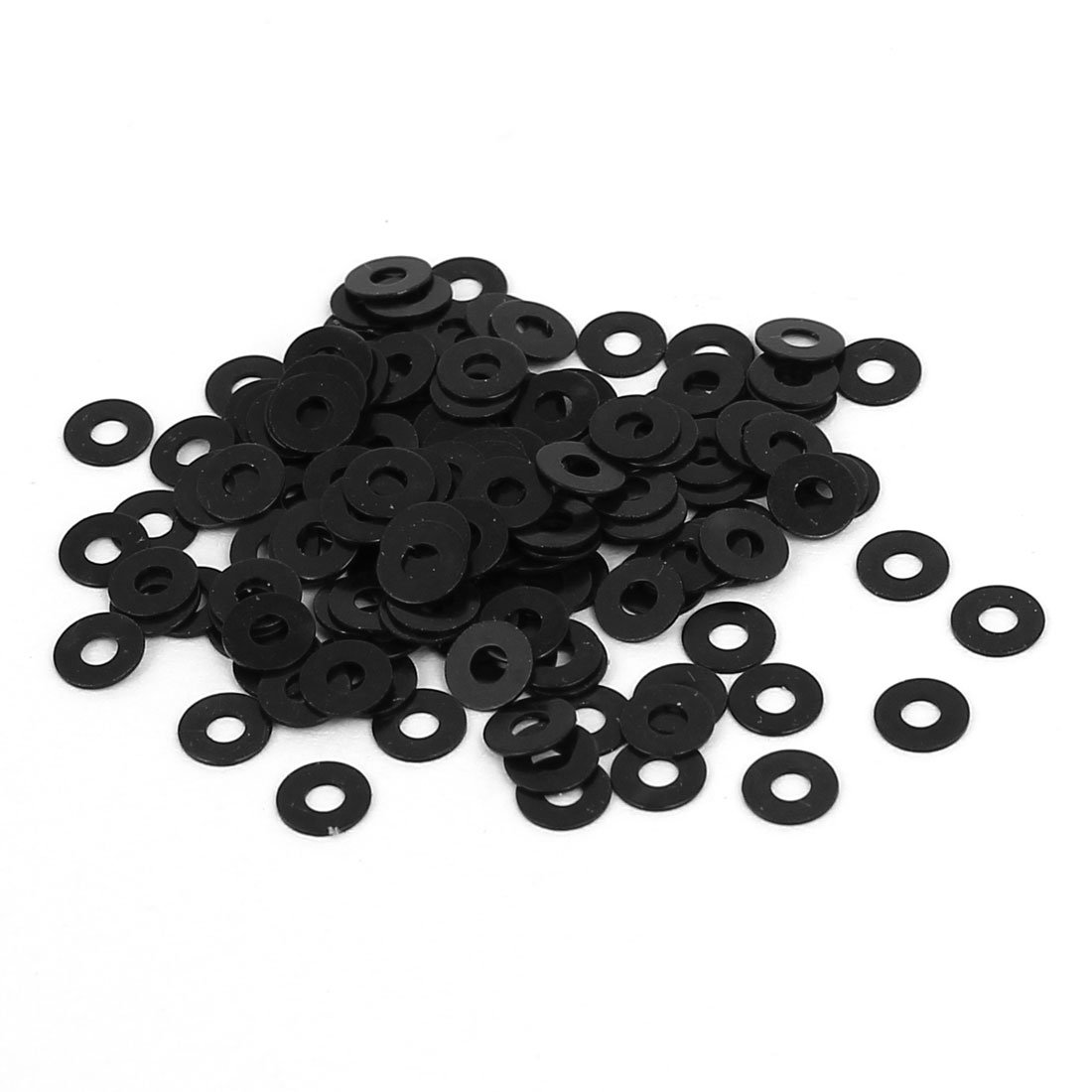 Sourcingmap M1.4 x 4mm x 0.3mm Metal Flat Washers Spacers Fastener Black 200PCS