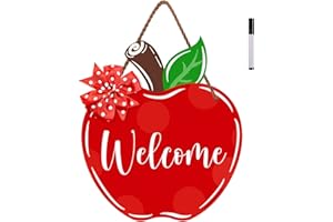 ARTDMT Back to School Welcome Sign Double-Sided Printed Plaque for Classroom Decorations First and Last Day of School Welcome Back Wooden Hanger with Pen for Preschool Elementary Middle School Decor