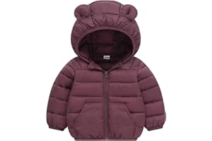 bebeone Toddler Winter Coats Puffer Padded Jacket Baby Boys Girls Bear Hoods Down Jacket Light Weight Infant Outerwear
