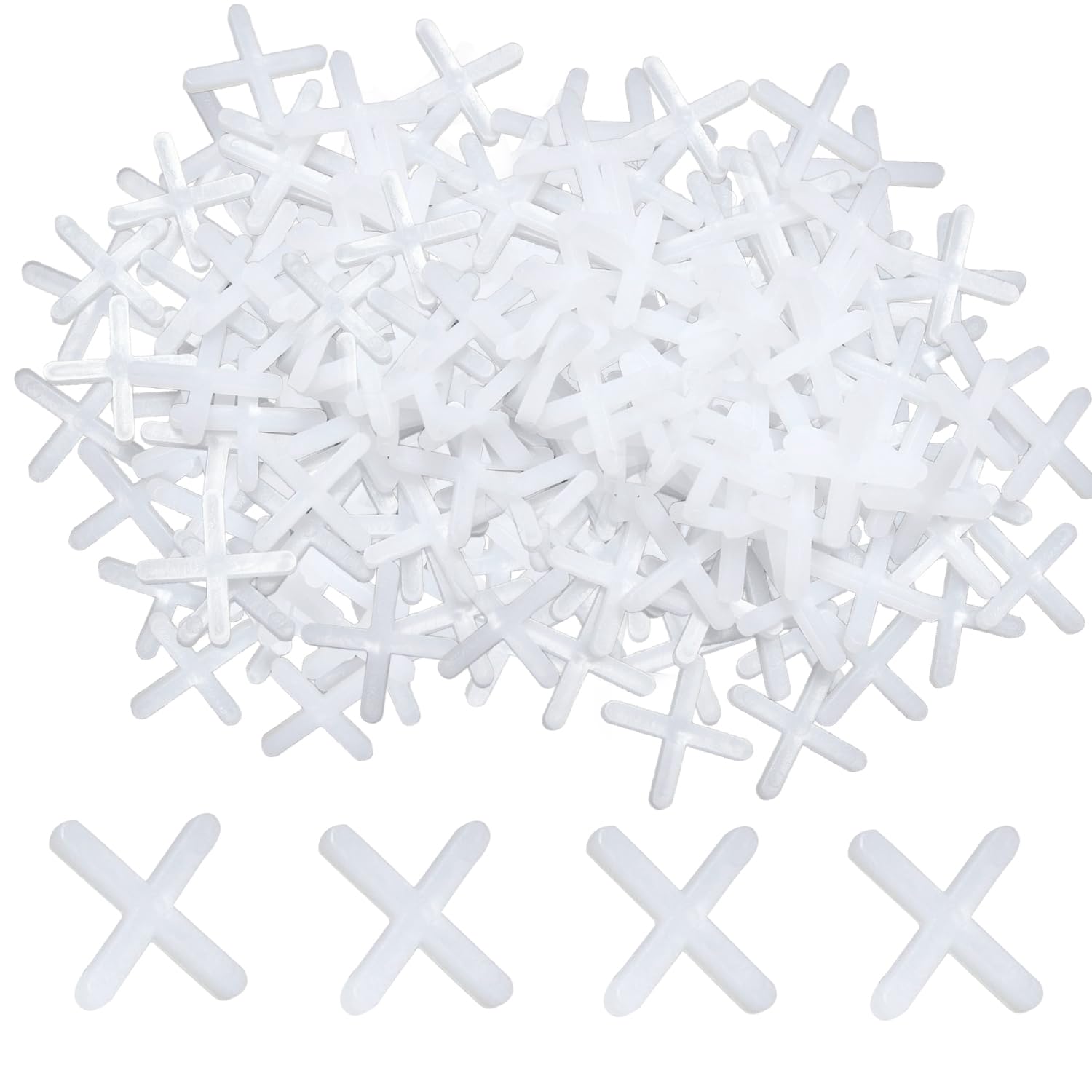 IGXX 500 Pcs Tile Spacers,4mm Tile Spacers,Decorative Tile,Wall Floor Tile Plastic Cross Spacer,White Tile Spacers,Slab Spacers for Tile Fixing Mat Road Mat Garden Slab Tile Leveling