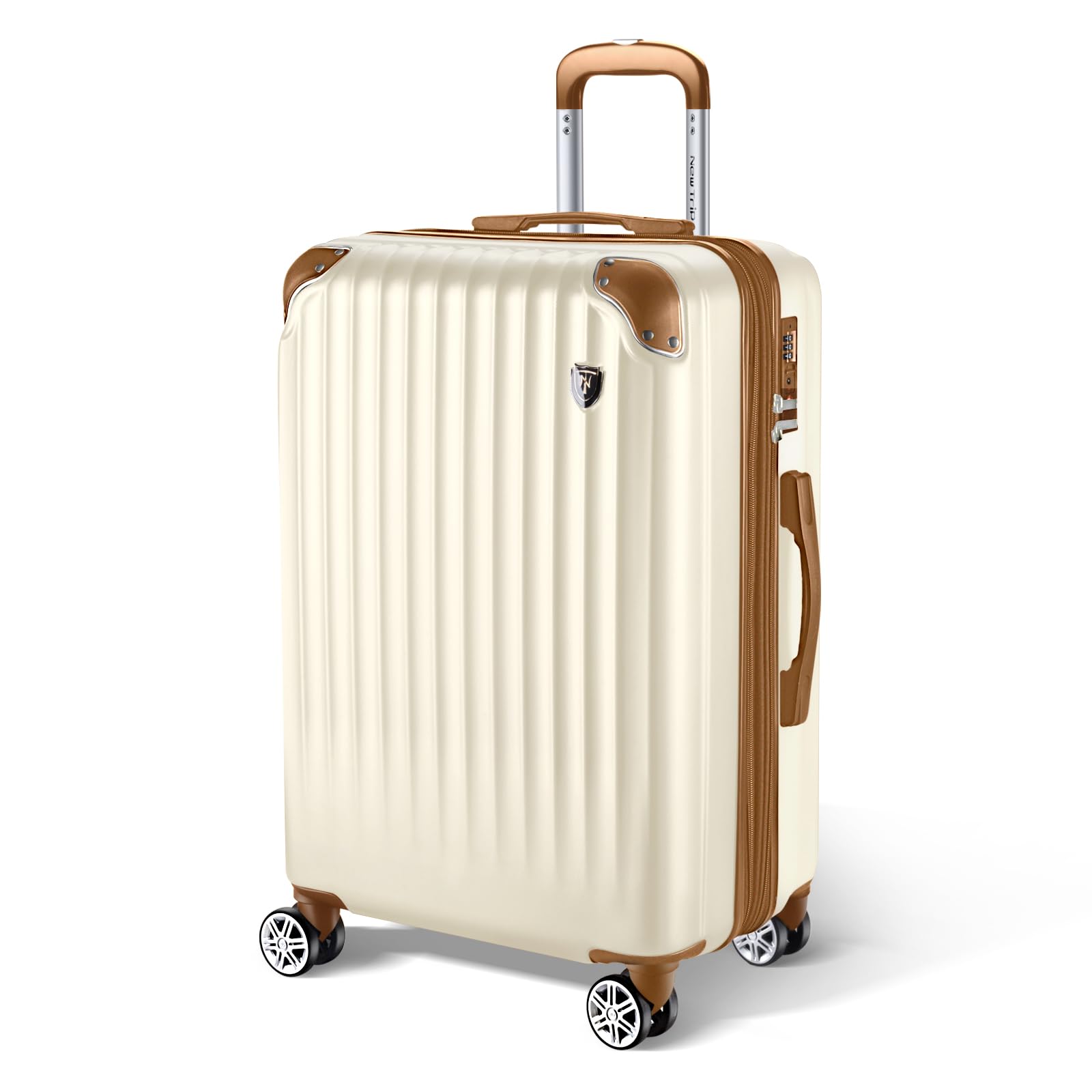 [New Trip] スーツケース キャリーケース 拡張機能付き 機内持ち込み 軽量 大型 S/M/Lサイズ キャリーバッグ 耐衝撃 大容量 ファスナータイプ 静音 ダブルキャスター TSAロック 海外 旅行 ビジネス 出張 (アイボリー、Sサイズ/機内持ち込み：2～3泊/40L)商品画像