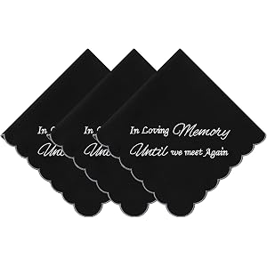 HOULIFE Funeral Handkerchiefs, Black Embroidery Handkerchief for Men Women | Memorial Handkerchief for Funeral, Embroidered W