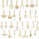 CRAFTYMELODY 60Pcs Clip on Charm Pendants Alloy Golden Dangle Charm Pendant with Lobster Clasp Mixed Animal Flower Heart Star Dangle Charms Craft Supplies for DIY Jewelry Making Accessories