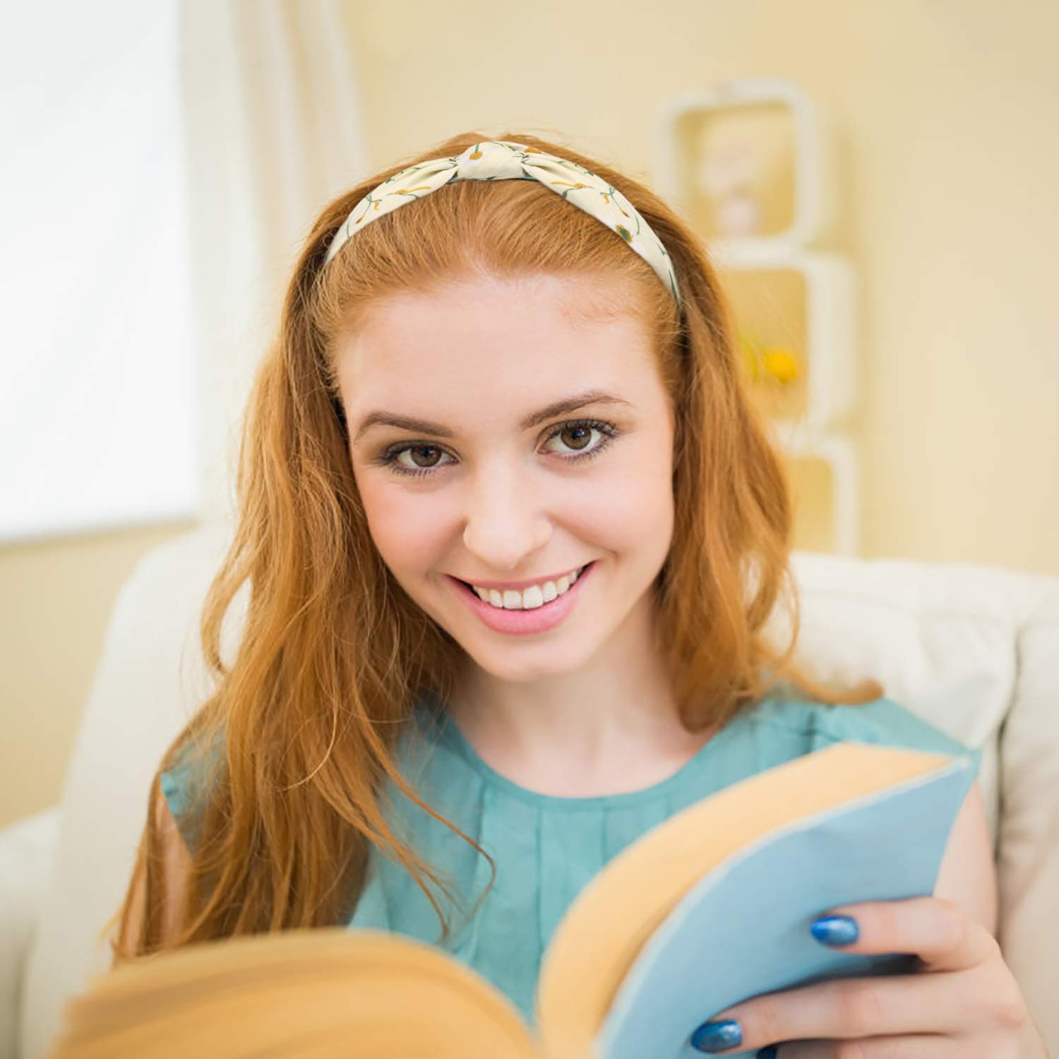 Knotted Headbands, Fascigirl 12PCS Twist Cross Knot Bowknot Cloth Hair Bands Turban Floral Print Hair Hoop for Women Girl Yoga Working