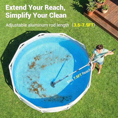 Hushlight Hot Tub Vacuum - Cordless Pool Vacuum for Above Ground Pool Rechargeable Stick for Fast Sand & Debris Removal in All Pool Types, Spas & Hot Tubs (Blue)