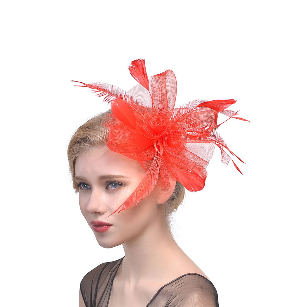 CHUANGLI Fascinator Hat Feather Mesh 