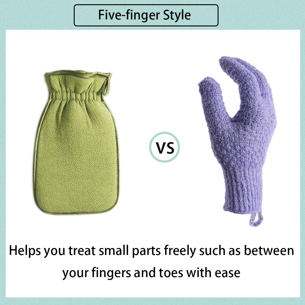 CAREHOOD Body Bath Exfoliating Gloves - Large Jacquard Deep Exfoliating Mitt for Shower, Body Scrub, Spa, Massage, Dead Skin Cell Remover with Hanging Loop (Exfoliating Gloves Rose and Green): Beauty