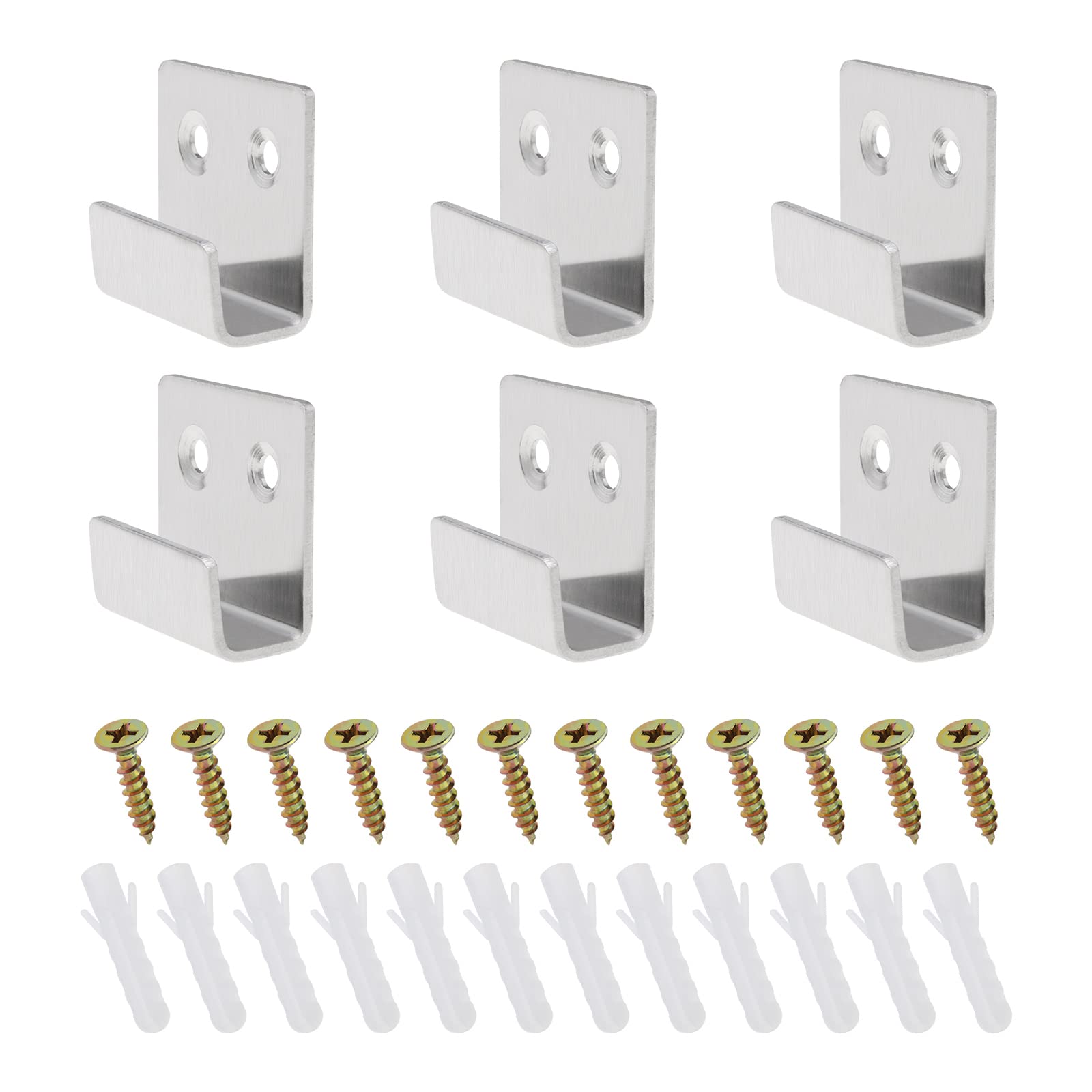 eMagTech 20PCS Ceramic Tile Display Bracket Stainless Steel Wall Mount Heavy Duty Hook Board Holder for Hanging Picture Mirror 16mm Groove Inner Width Silver