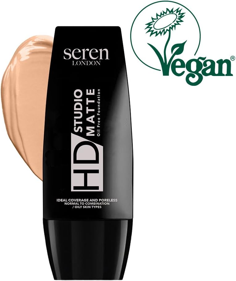 Seren London Vegan HD Studio Matte Oil Free Foundation MF05 Natural Tan