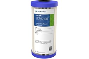 Pentair Pentek ECP20-BB Big Blue Sediment Water Filter, 10-Inch, Whole House Heavy Duty Pleated Cellulose Polyester Replacement Cartridge, 10" x 4.5", Blue End Cap, 20 Micron