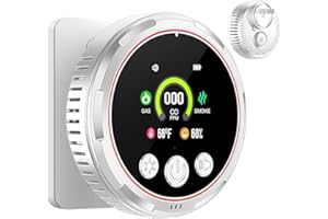 5-in-1 Plug in Carbon Monoxide Detector & Smoke & Natural Gas Combination Detectors with Backup Battery Temp Humidity 85dB CO